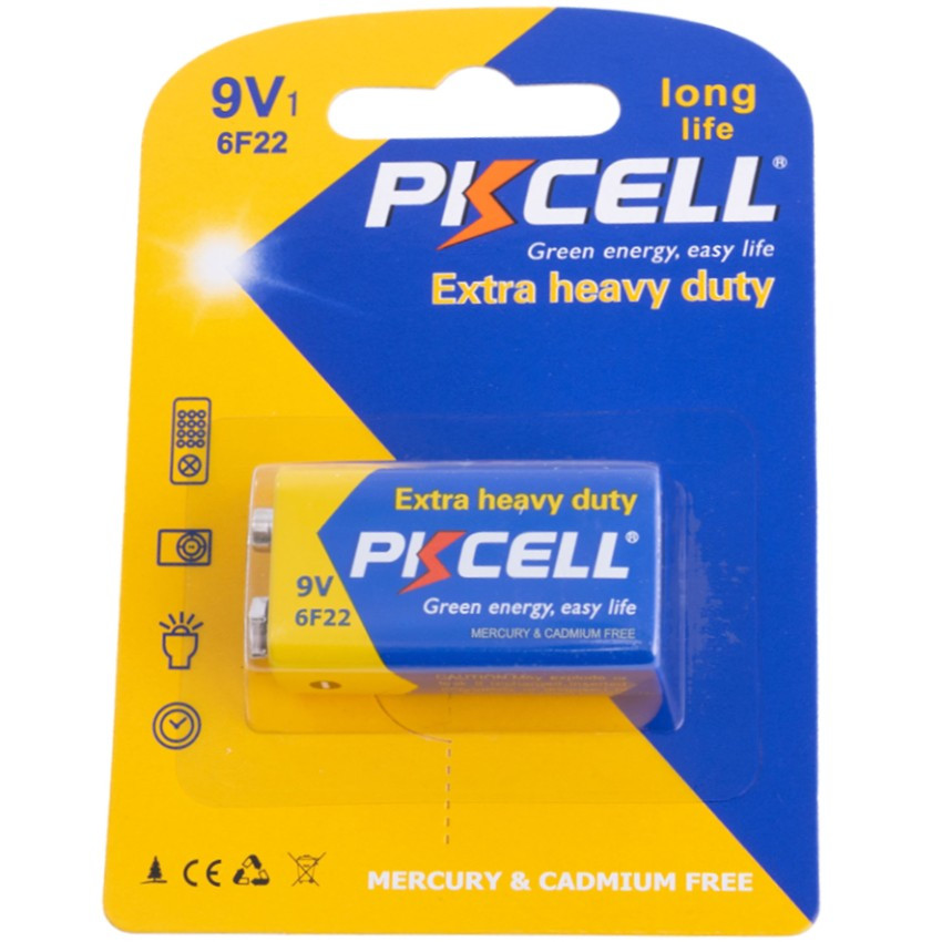 Батарейка PKCELL 9V 6F22 1.5V 1pc/card (6F22-1B)