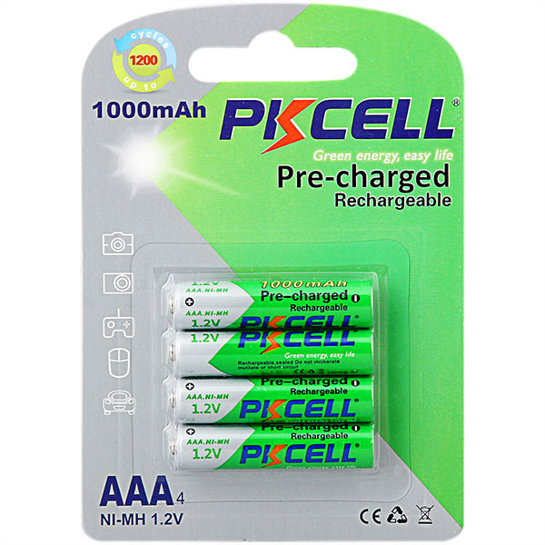 Батарейка PKCELL AAA 1000mAh Ni-MH 4pcs/card RTU (AAA1000-4B)