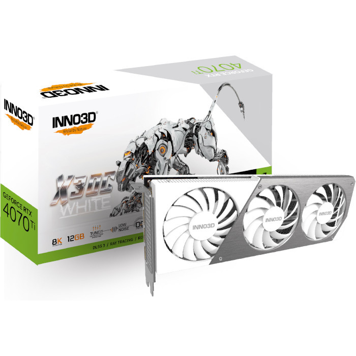 Видеокарта INNO3D GeForce RTX 4070 Ti X3 OC White (N407T3-126XX-186148W)