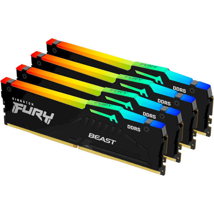 Оперативна пам'ять Kingston FURY Beast RGB Black DDR5-5200 128Gb 4x32Gb (KF552C40BBAK4-128)