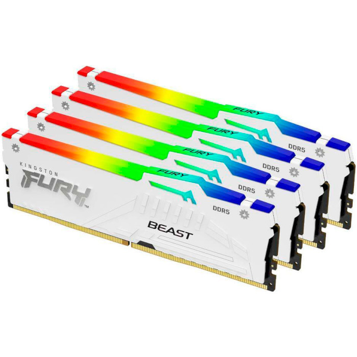 Оперативная память Kingston FURY Beast RGB White DDR5-5200 128GB 2x32GB (KF552C40BWAK4-128)