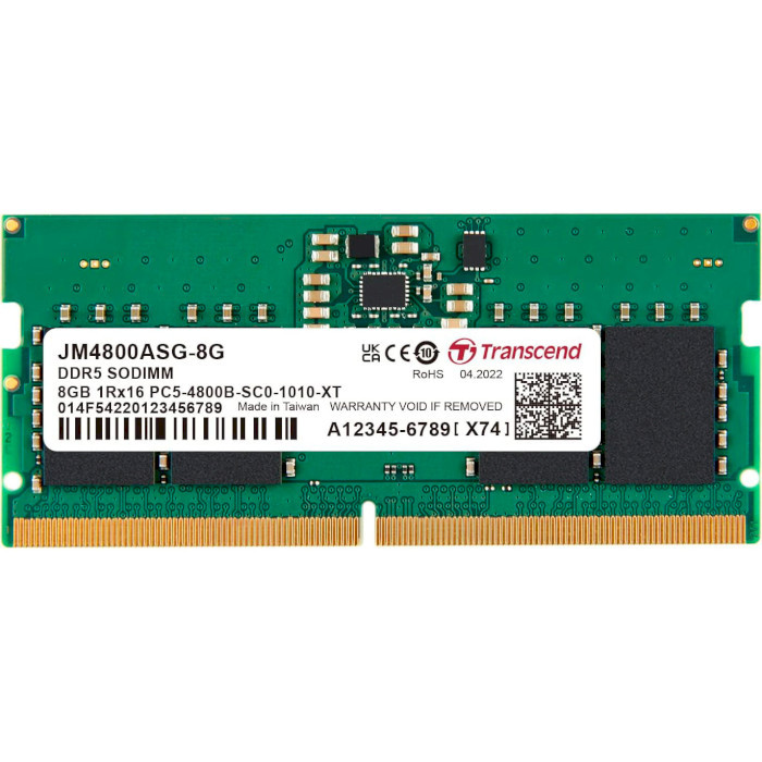 Оперативна пам'ять Transcend DDR5 4800 8GB SO-DIMM (JM4800ASG-8G)