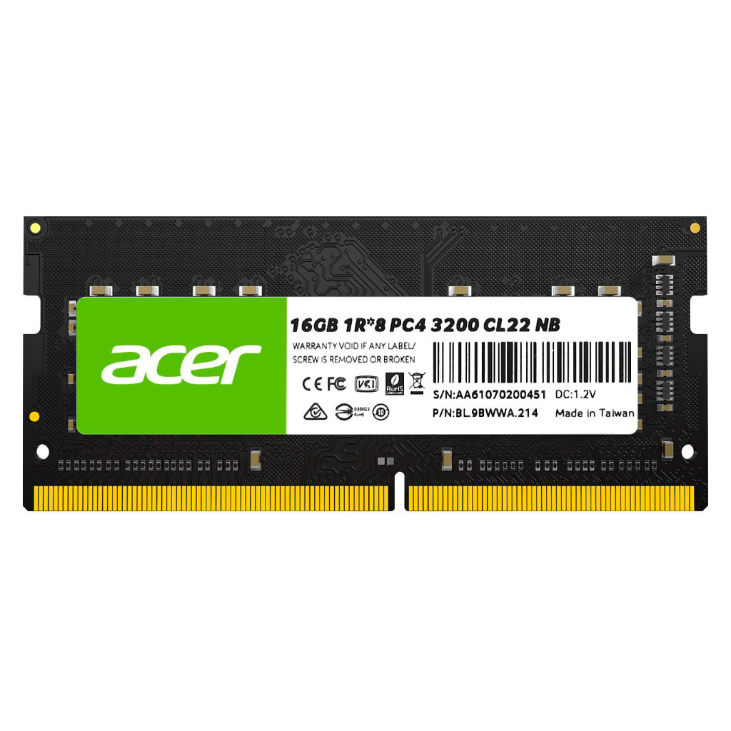 Оперативна пам'ять Acer SoDIMM DDR4 16GB 3200 MHz (BL.9BWWA.214)