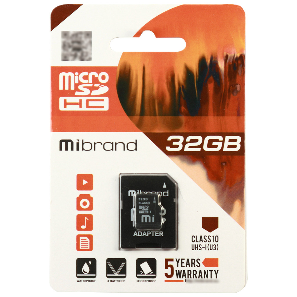 SSD накопитель Mibrand 32GB microSD class 10 UHS-I U3 (MICDHU3/32GB-A)
