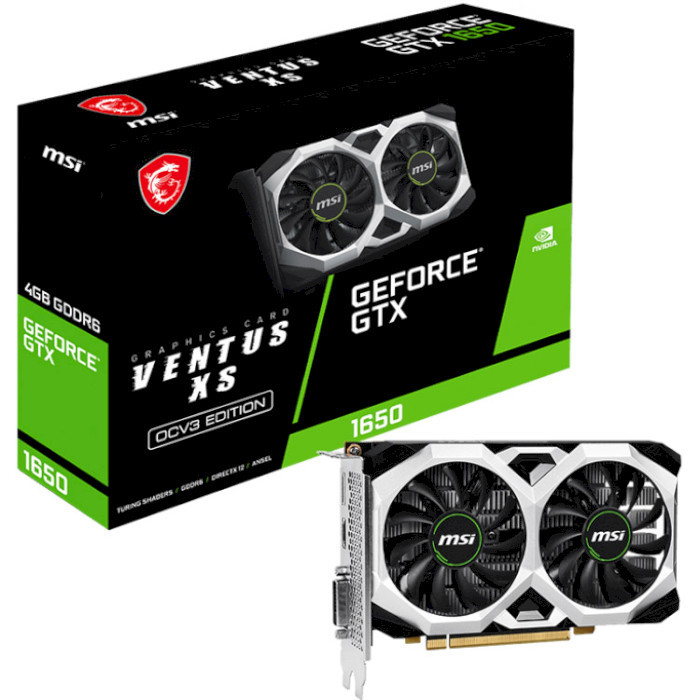 Видеокарта MSI GeForce GTX1650 4096Mb D6 VENTUS XS OC (GTX 1650 D6 VENTUS XS OCV3)