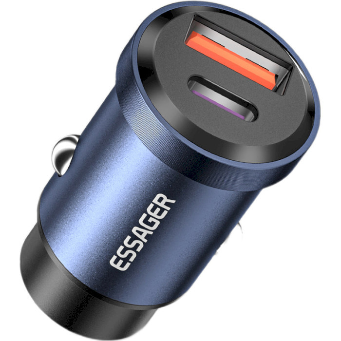 Зарядное устройство Essager Gyroscope Mini Charger USB-A + USB-A 30W Blue (ECC2A-TL03)