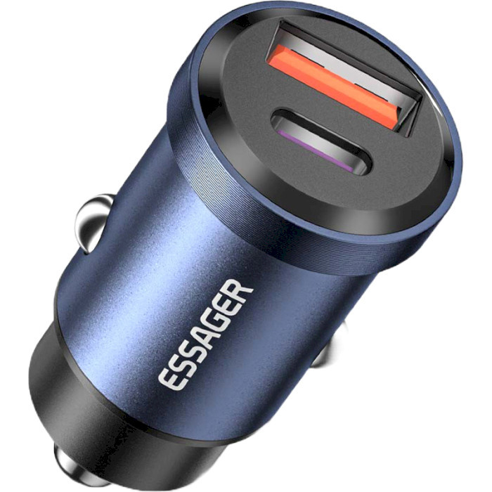 Зарядное устройство Essager Gyroscope Mini 45W Car Charger USB-A + Type-C Blue (ECCAC45-TL03-Z)