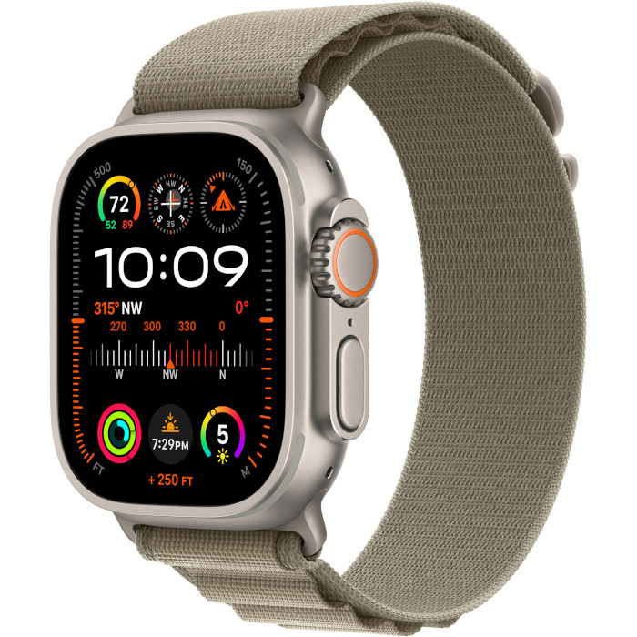 Смарт-годинник Apple Watch Ultra 2 LTE 49mm Titanium Case with Olive Alpine Loop - Medium (MREY3/MRFJ3)