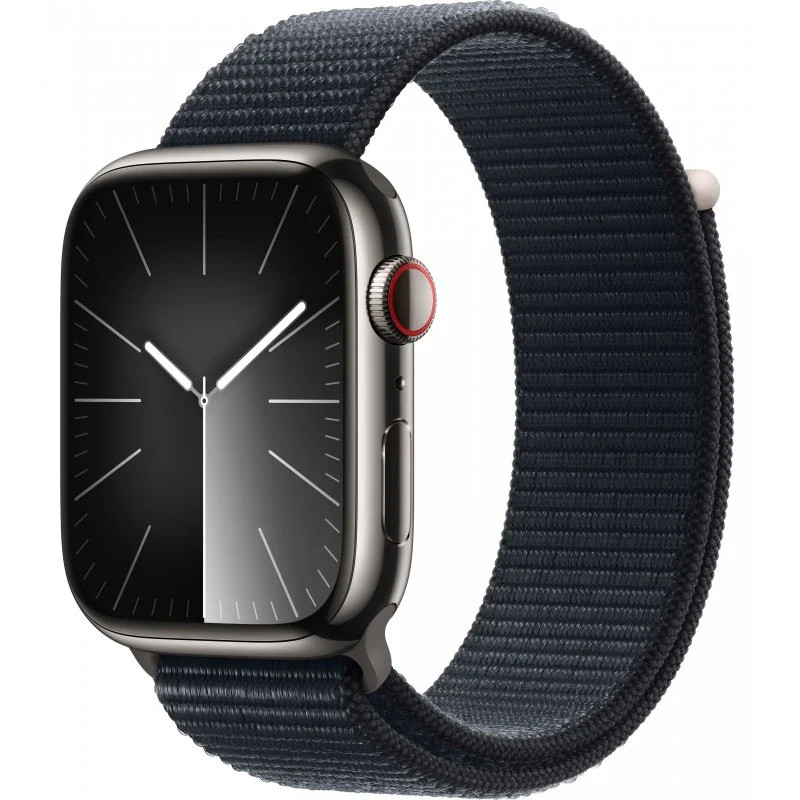 Смарт-часы Apple Watch Series 9 45mm GPS+LTE Graphite Stainless Steel Case with Midnight Sport Loop (MRQN3,MT593)