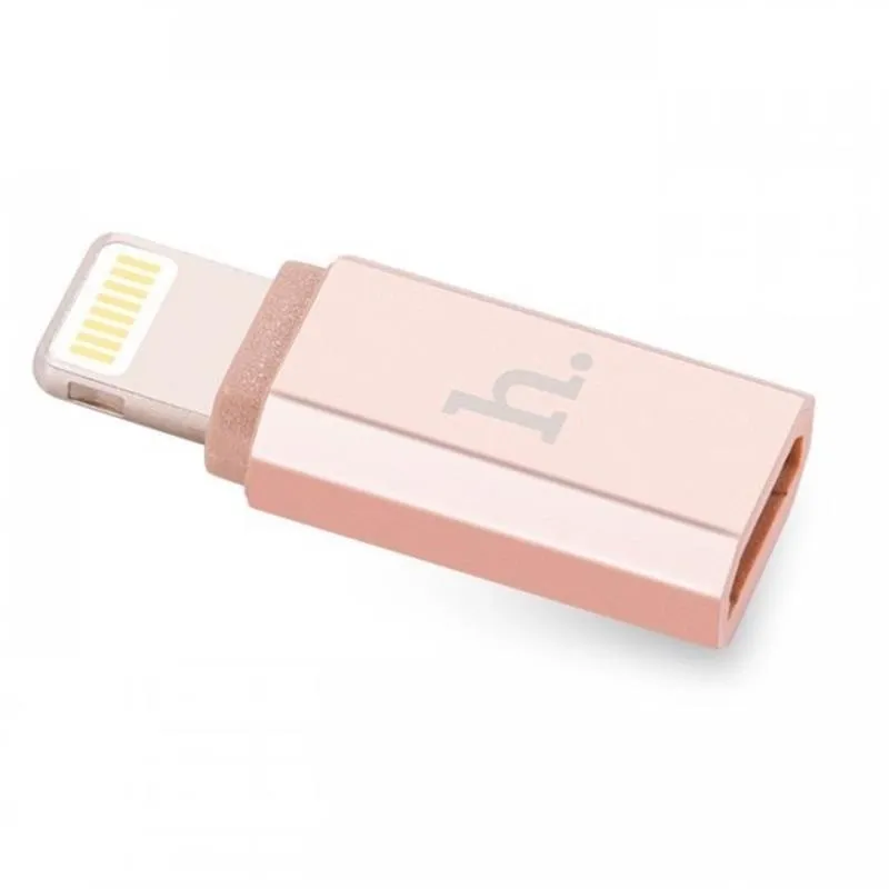 Адаптер і перехідник Hoco micro USB - Lightning (F/M) Rose Gold (6957531025740)