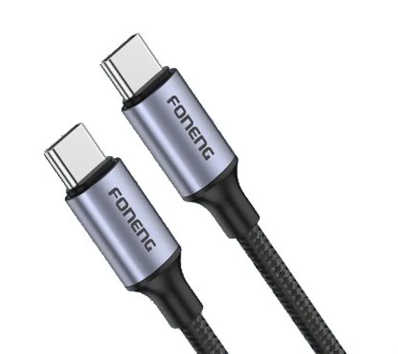 Кабель USB Foneng X95 Metal Head Braided Cable USB-C - USB-C 60W 1.2m Black (X95-CA-TCTC)