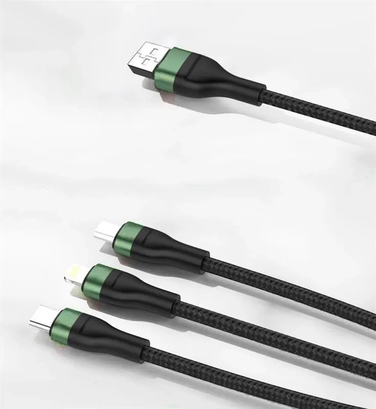 Кабель USB Foneng X78 1.2M 3-in-1 (66W) USB - USB-C/microUSB/Lightning 1.2m Black (X78-CA-3-TIO)