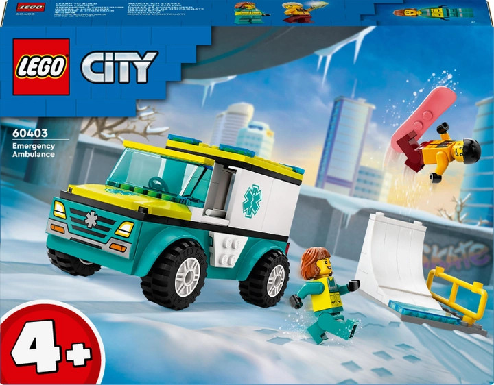 Конструктор LEGO City Карета скорой помощи и сноубордист (60403)