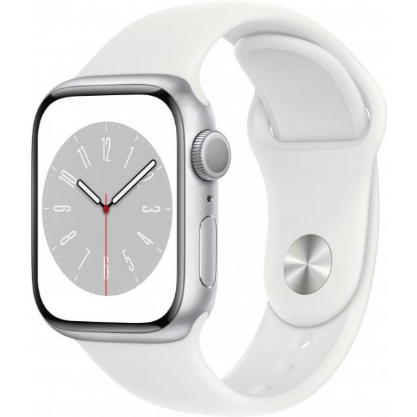 Смарт-часы Apple Watch Series 8 GPS + Cellular 41mm Silver Aluminum Case with White Sport Band (MP4A3)