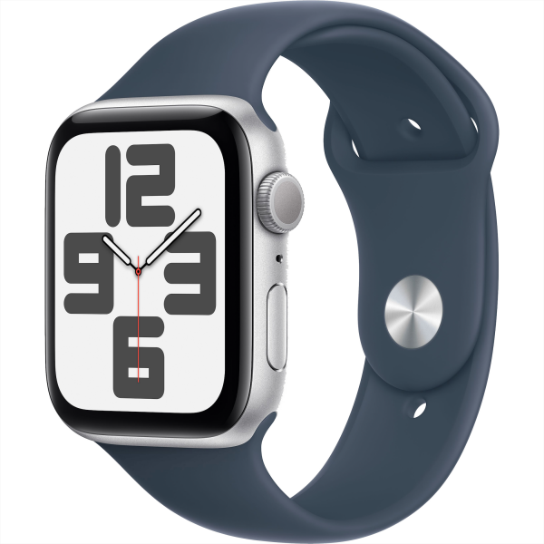 Смарт-часы Apple Watch SE 2 GPS 44mm Silver Aluminium Case with Storm Blue Sport Band M/L (MREE3)