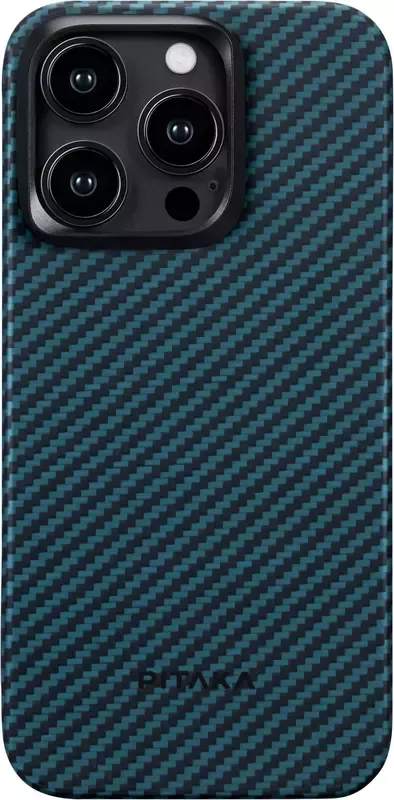 Чехол-накладка Pitaka iPhone 15 Pro MagEZ Case 4 Twill 1500D Black/Blue (KI1508P)