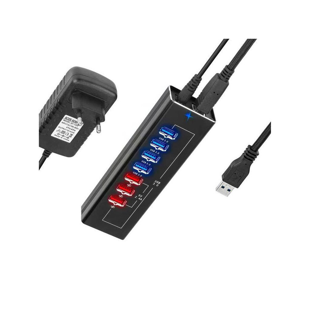 USB Хаб ST-Lab 4*USB3.0 data ports + 3*2.4А charge with Power Adaptor metal (DM-UH-P407)