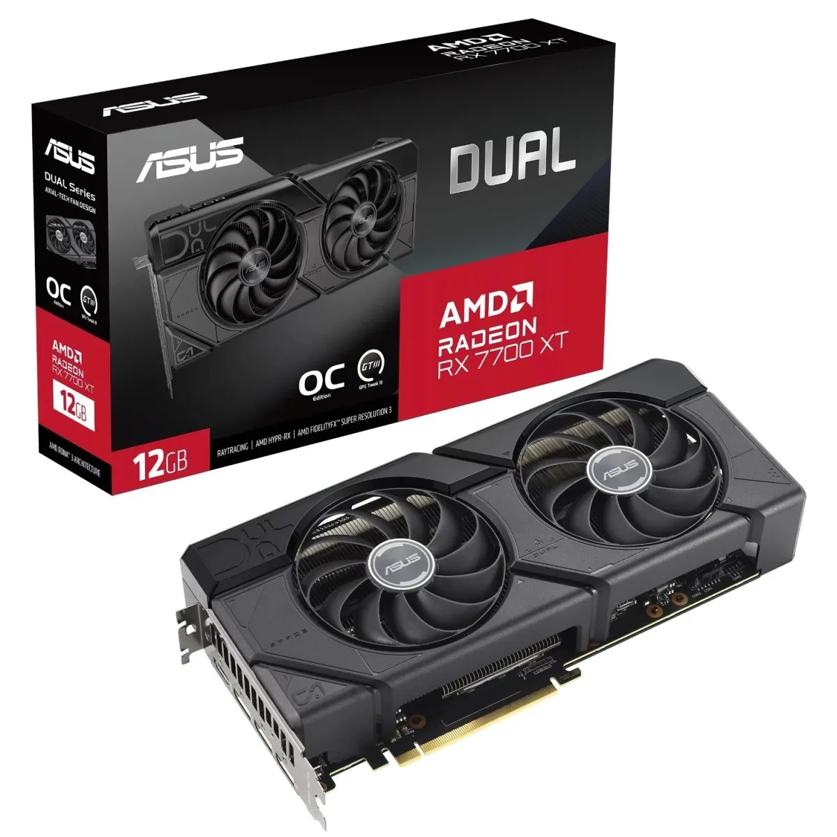 Видеокарта ASUS Radeon RX 7700 XT 12Gb DUAL OC (DUAL-RX7700XT-O12G)