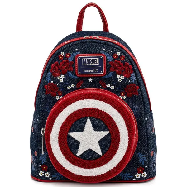 Рюкзак и сумка Loungefly LF Marvel Captain America 80th Anniversary Floral Shield Mini (MVBK0165)