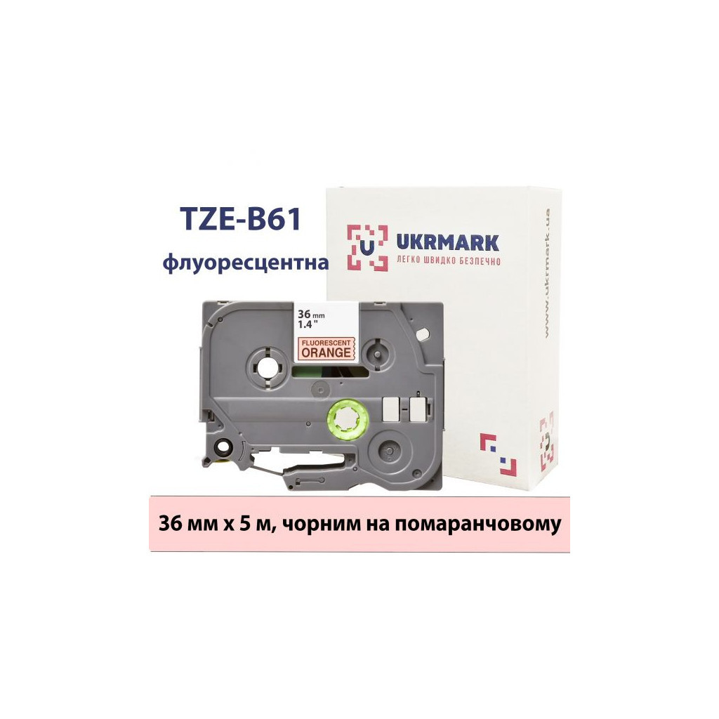 Расходные материалы для торгового оборудования UKRMARK B-Fc-TB61P-BK/OR, TZeB61 36mm х 8m black on orange (CTZB61)