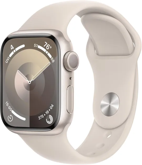 Смарт-часы Apple Watch Series 9 GPS 41mm Starlight Aluminium Case with Starlight Sport Band - S/M (MR8T3QP/A) UA