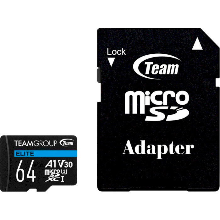 Карта памяти Team MicroSDXC 64GB UHS-I/U3 Class 10 Elite (TEAUSDX64GIV30A103)