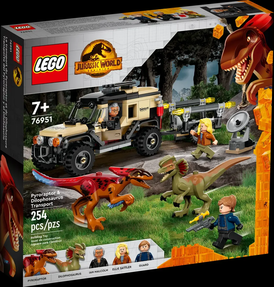 Конструктор LEGO Jurassic World Перевозка пирораптора и дилофозавра (76951)