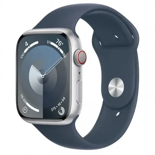 Смарт-часы Apple Watch Series 9 GPS + Cellular 41mm Silver Aluminium Case with Storm Blue Sport Band - S/M (MRHV3)