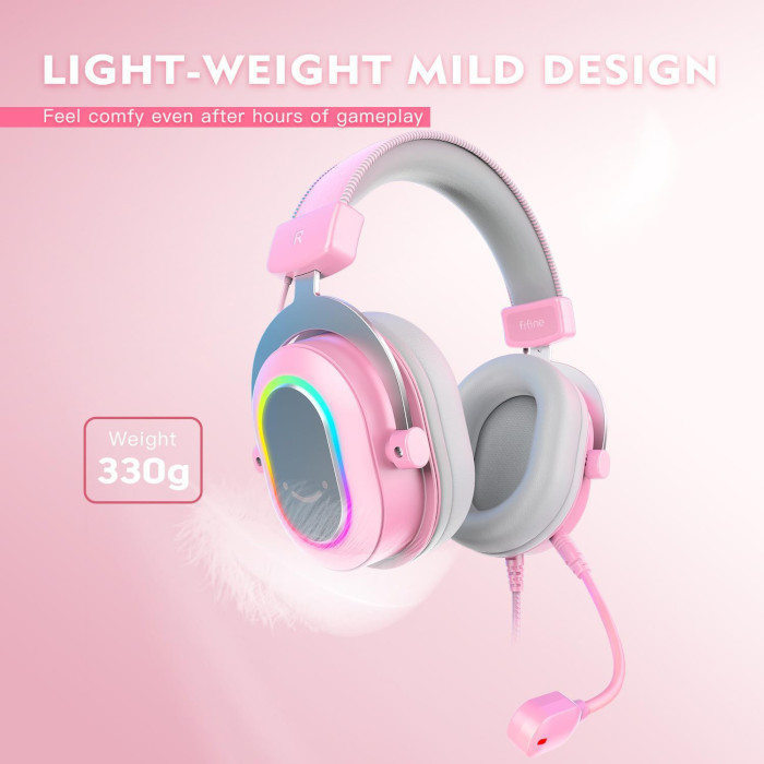 Навушники Fifine H6 RGB 7.1 Pink (H6P) купити