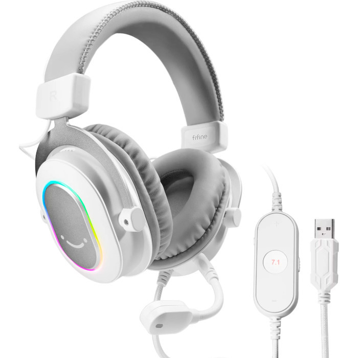 Навушники Fifine H6 RGB 7.1 White (H6W) недорого
