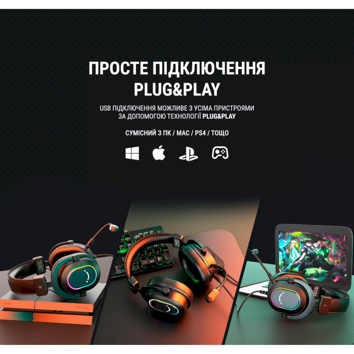 Навушники Fifine H6 RGB 7.1 White (H6W) в Україні