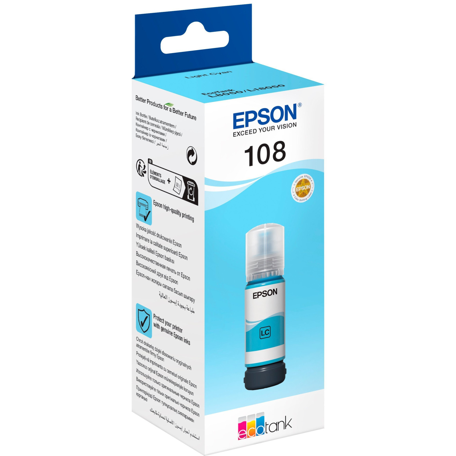 Тонер-картридж Epson 108 EcoTank L8050/L18050 Light Cyan (C13T09C54A) фото