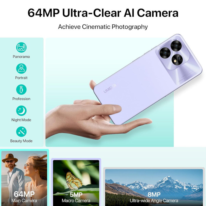 Смартфон Umidigi A15 8/256GB Dual Sim Violet (6973553523125) купити
