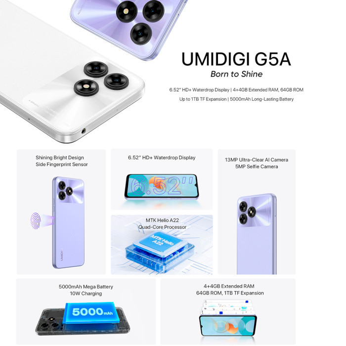 Смартфон Umidigi G5A MP38 4/64GB Space Gray (6973553523309) ціна