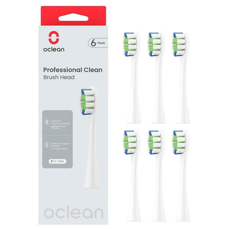 Змінна головка для зубної щітки Oclean P1C1 W06 Professional Clean Brush Head White (6 pcs) (6970810553802)