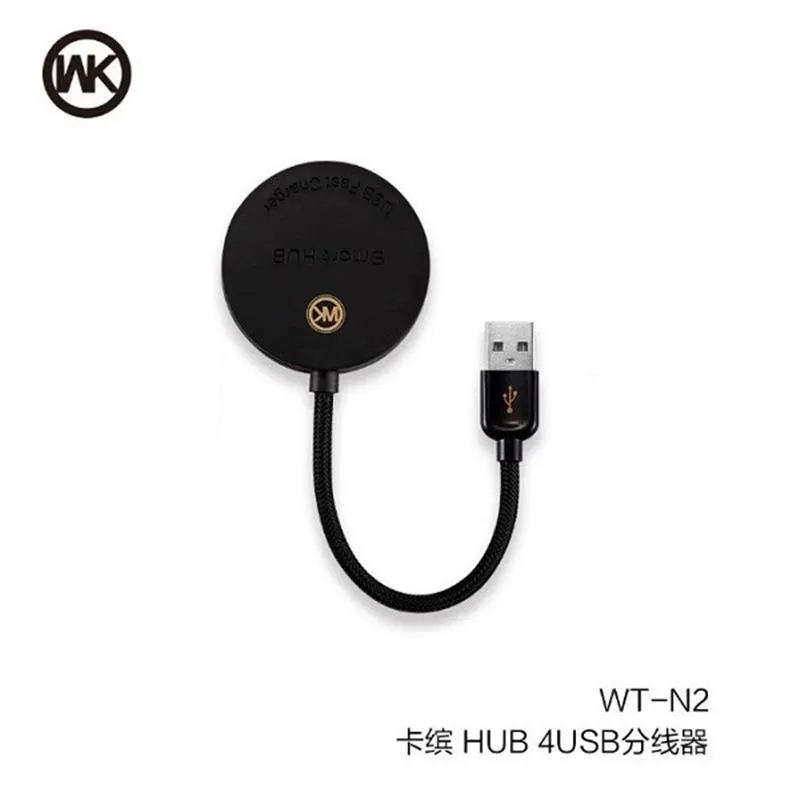USB Хаб Remax USB 2.0 WK Carbin WT-N2 4хUSB2.0 Black (6970349282242)