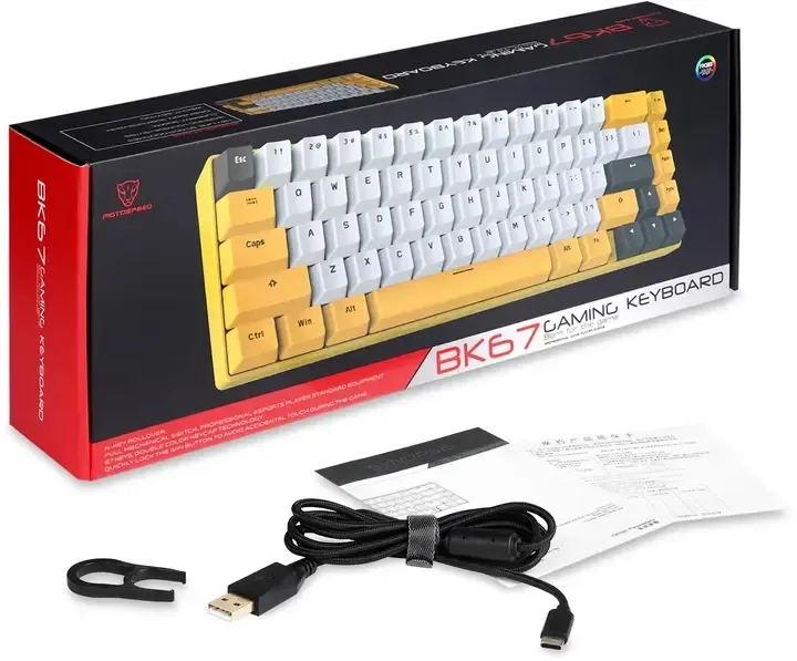 Ігрова клавіатура Motospeed BK67 Longhua Red Yellow (mtbk67ymr) фото