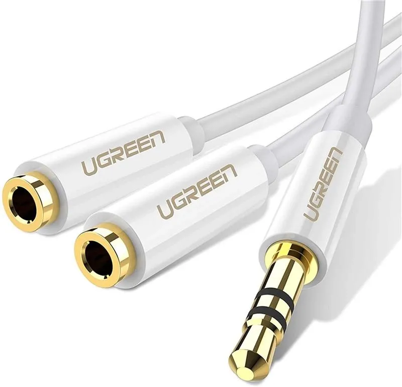 Кабель Ugreen AV134 3.5 mm - 2х3.5 mm (M/F) 0.2 m White (UGR-10739)