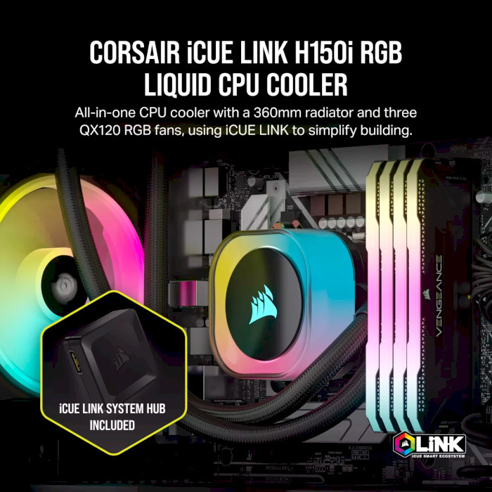 Системи водяного охолодження Corsair iCUE LINK H150i RGB (CW-9061003-WW) ціна