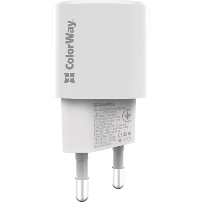 Зарядное устройство ColorWay GaN PD Port USB PPS White (CW-CHS043PD-WT)