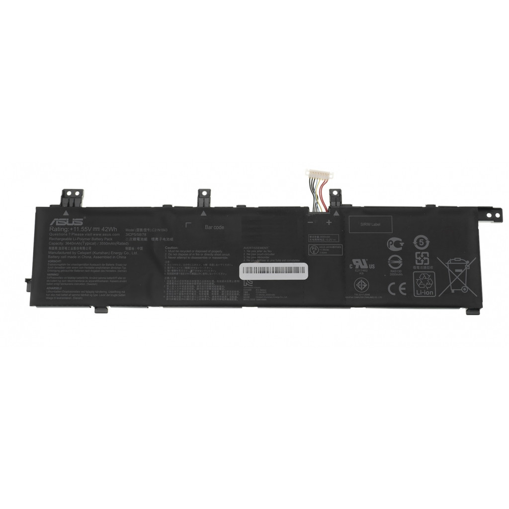 Акумулятор для ноутбука ASUS VivoBook S432FA C31N1843, 3640mAh (42Wh), 3cell, 11.55V (A47574)