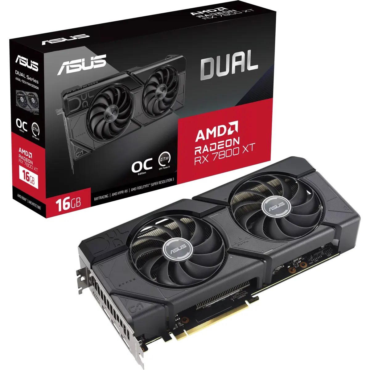 Видеокарта ASUS Radeon RX 7800 XT 16Gb DUAL OC (DUAL-RX7800XT-O16G)