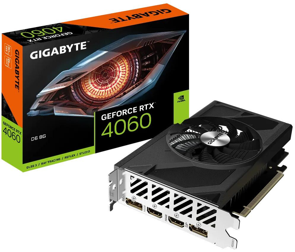 Видеокарта GIGABYTE PCIE16 RTX4060 8GB GDDR6 GV-N4060D6-8GD