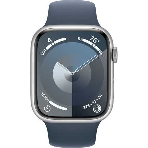 Смарт-часы Apple Watch Series 9 GPS + Cellular 45mm Silver Alu. Case w. Storm Blue S. Band - M/L (MRMH3)