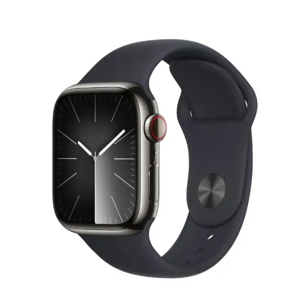 Смарт-годинник Apple Watch Series 9 GPS+Cellular 41mm Graphite Stainless Steel Case with Midnight Sport Band - S/M (MRJ83)