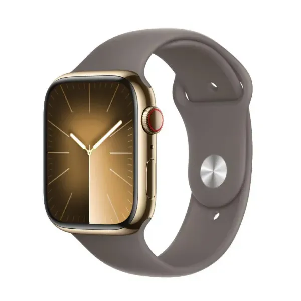 Смарт-часы Apple Watch Series 9 GPS+Cellular 45mm Gold Stainless Steel Case with Clay Sport Band - S/M (MRMR3)