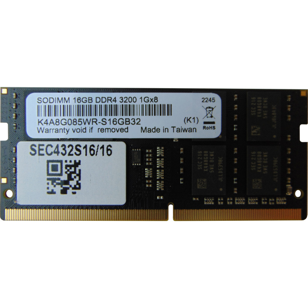 Оперативна пам'ять Samsung SoDIMM DDR4 16GB 3200 MHz (SEC432S16/16)