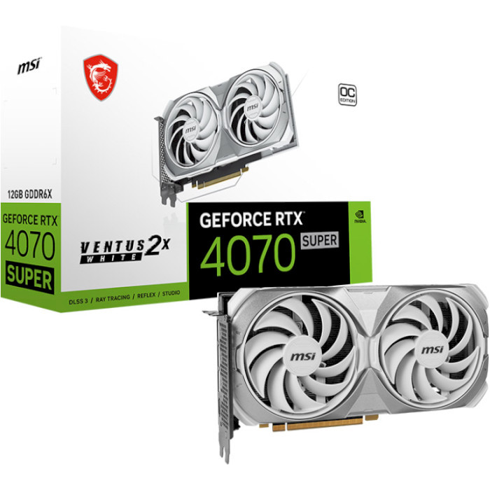 Видеокарта MSI Nvidia GeForce RTX 4070 SUPER VENTUS 2X WHITE 12G OC