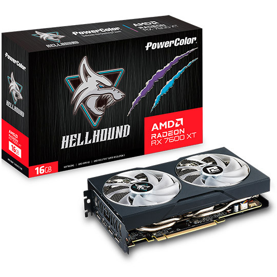 Видеокарта PowerColor AMD Radeon RX 7600 XT 16GB GDDR6 Hellhound OC (RX 7600 XT 16G-L/OC)