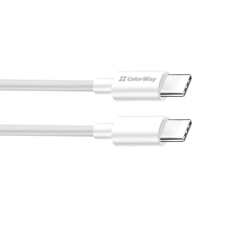 Кабель синхронизации ColorWay USB Type-C to USB Type-C PD 100W 1m White (CW-CBPDCC058-WT)